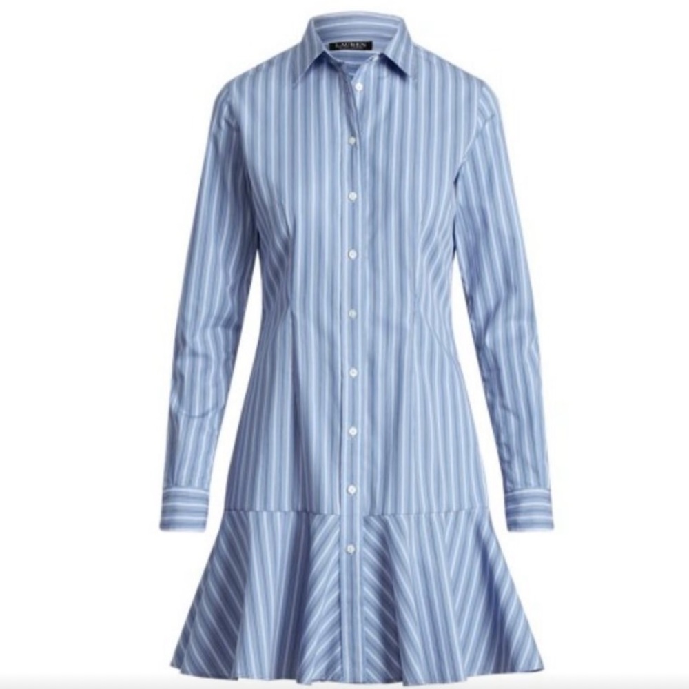 Ralph Lauren Ruffled Blue Striped Dress